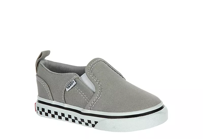 Vans Boys Infant Asher Slip On Sneaker - Grey 3 Vans Boys Infant Asher Slip On Sneaker - Grey