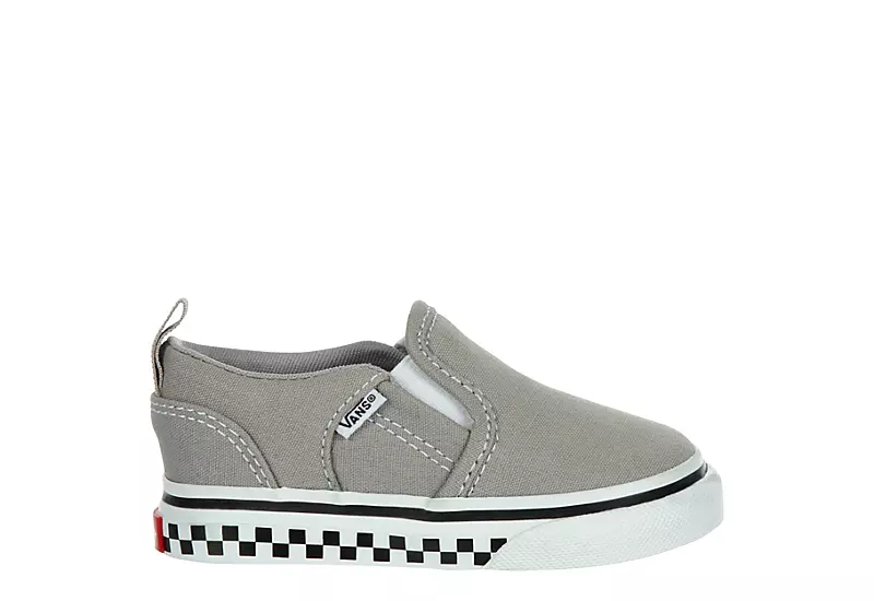 Vans Boys Infant Asher Slip On Sneaker - Grey 4 Vans Boys Infant Asher Slip On Sneaker - Grey - Image 2
