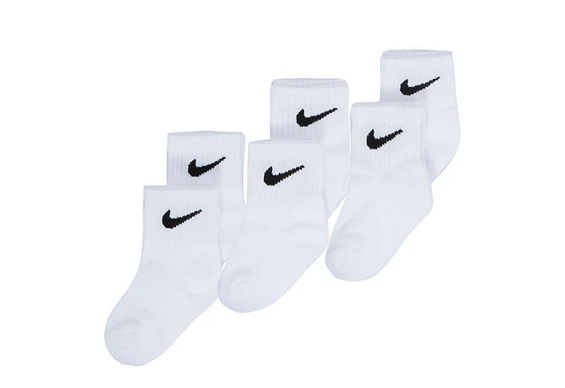 Nike Boys Ankle Socks 6 Pairs - White 3 Nike Boys Ankle Socks 6 Pairs - White