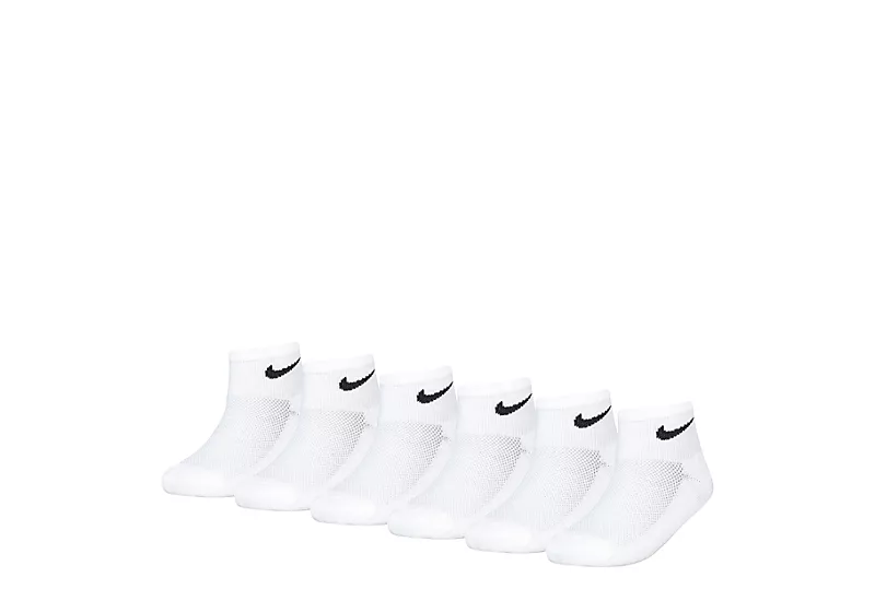 Nike Boys Mesh Cushioned Ankle Socks 6 Pairs - White 3 Nike Boys Mesh Cushioned Ankle Socks 6 Pairs - White