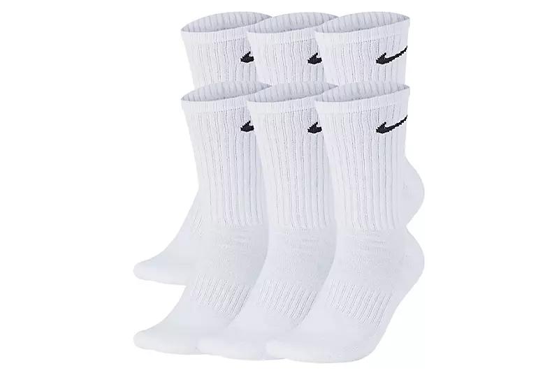Nike Boys Crew Socks 6 Pairs - White 3 Nike Boys Crew Socks 6 Pairs - White