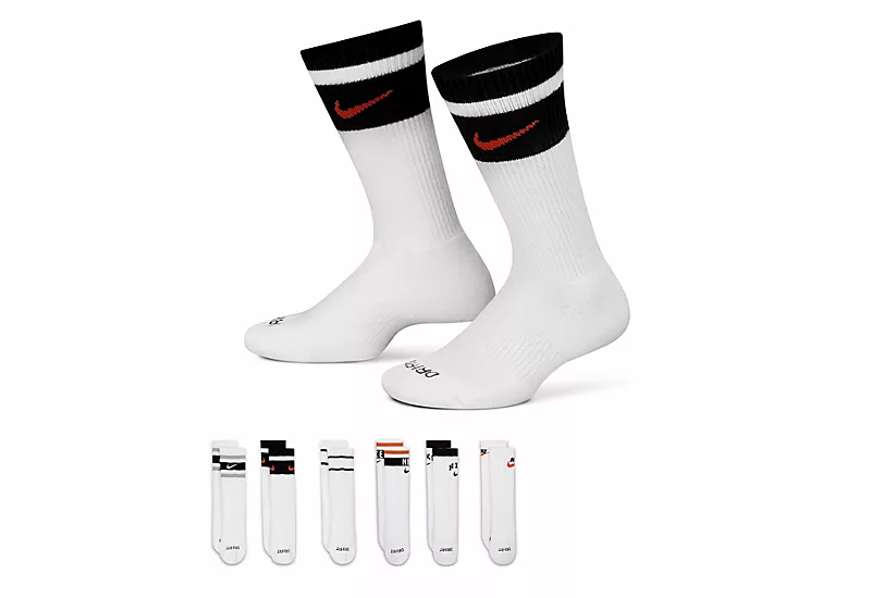 Nike Boys Heritage Crew Socks 6 Pairs - Black 3 Nike Boys Heritage Crew Socks 6 Pairs - Black
