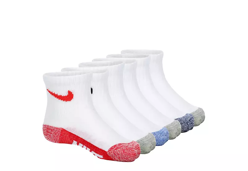 Nike Boys Ankle Socks 6 Pairs - White 3 Nike Boys Ankle Socks 6 Pairs - White