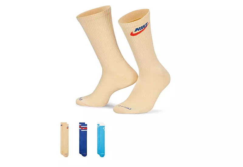 Nike Boys Retro Graphic Crew Socks 3 Pairs - Blue 3 Nike Boys Retro Graphic Crew Socks 3 Pairs - Blue