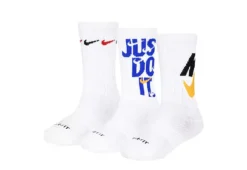 Nike Boys Graphic Crew Socks 3 Pairs - White