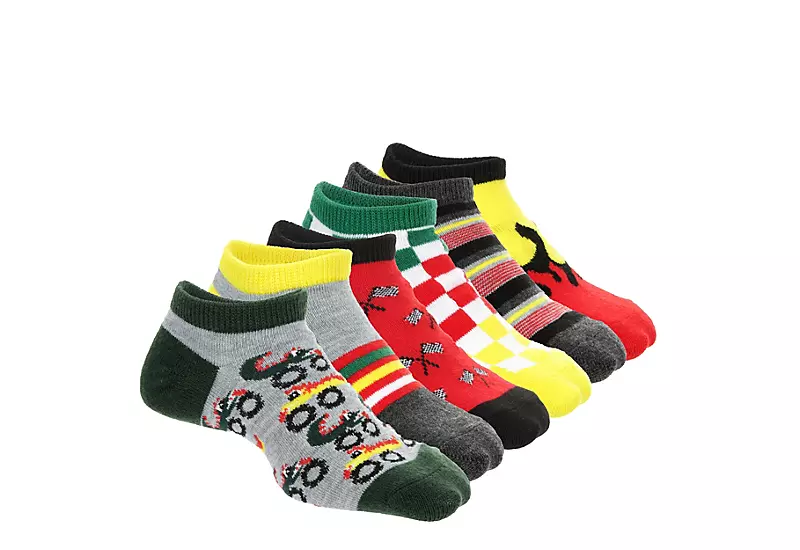 Game Sport Boys Monster Truck No Show Socks 6 Pairs - Assorted 3 Game Sport Boys Monster Truck No Show Socks 6 Pairs - Assorted