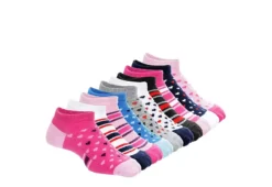 Ladeda Girls Hearts And Stripes No Show Socks 10 Pairs - Assorted